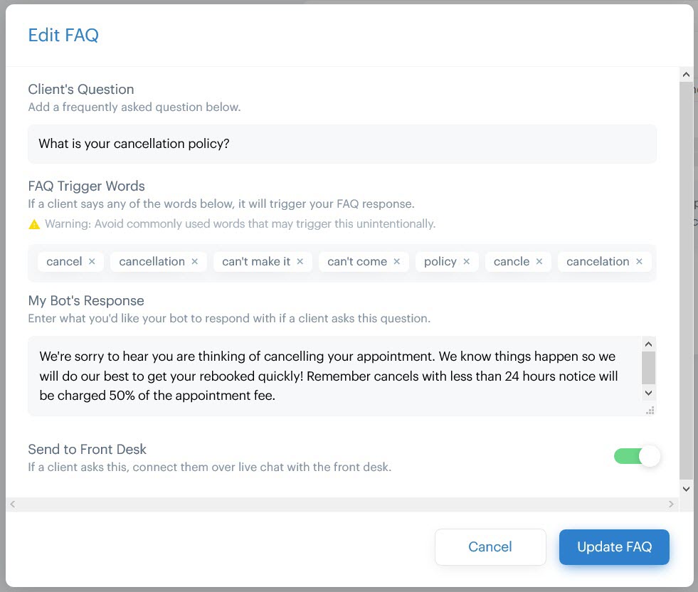 FAQ responses - Bowtie