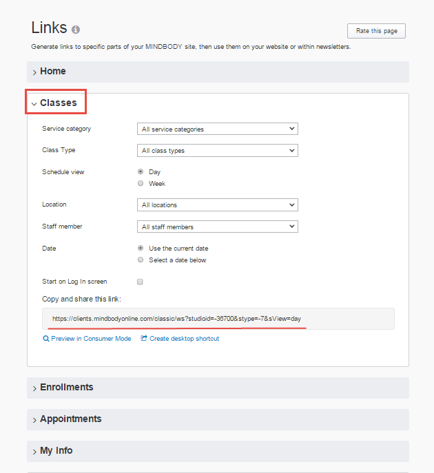 How to link to a specific class (like you can to a pricing option)