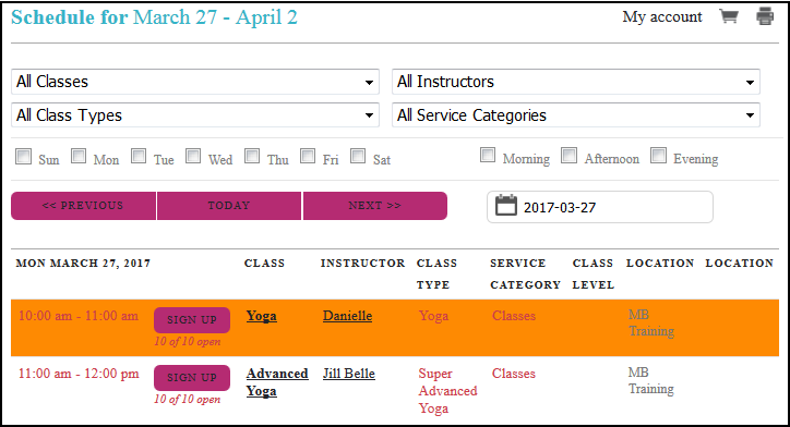 Classic) Schedule widget setup and options - branded web tools