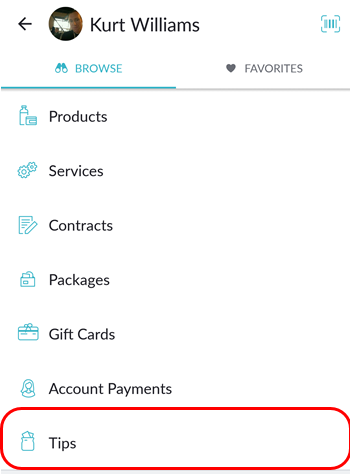 How to add a tip on the Retail screen (Mindbody Business app, Android)