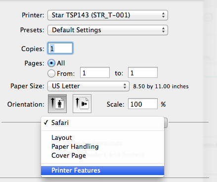 star printer paper size