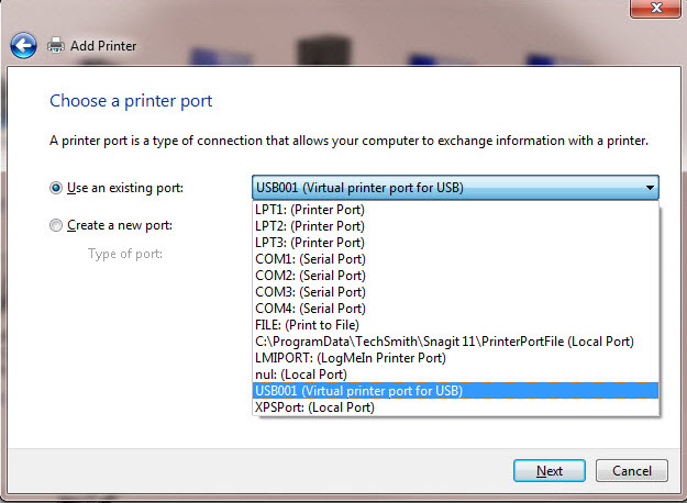 usb virtual port missing windows 7